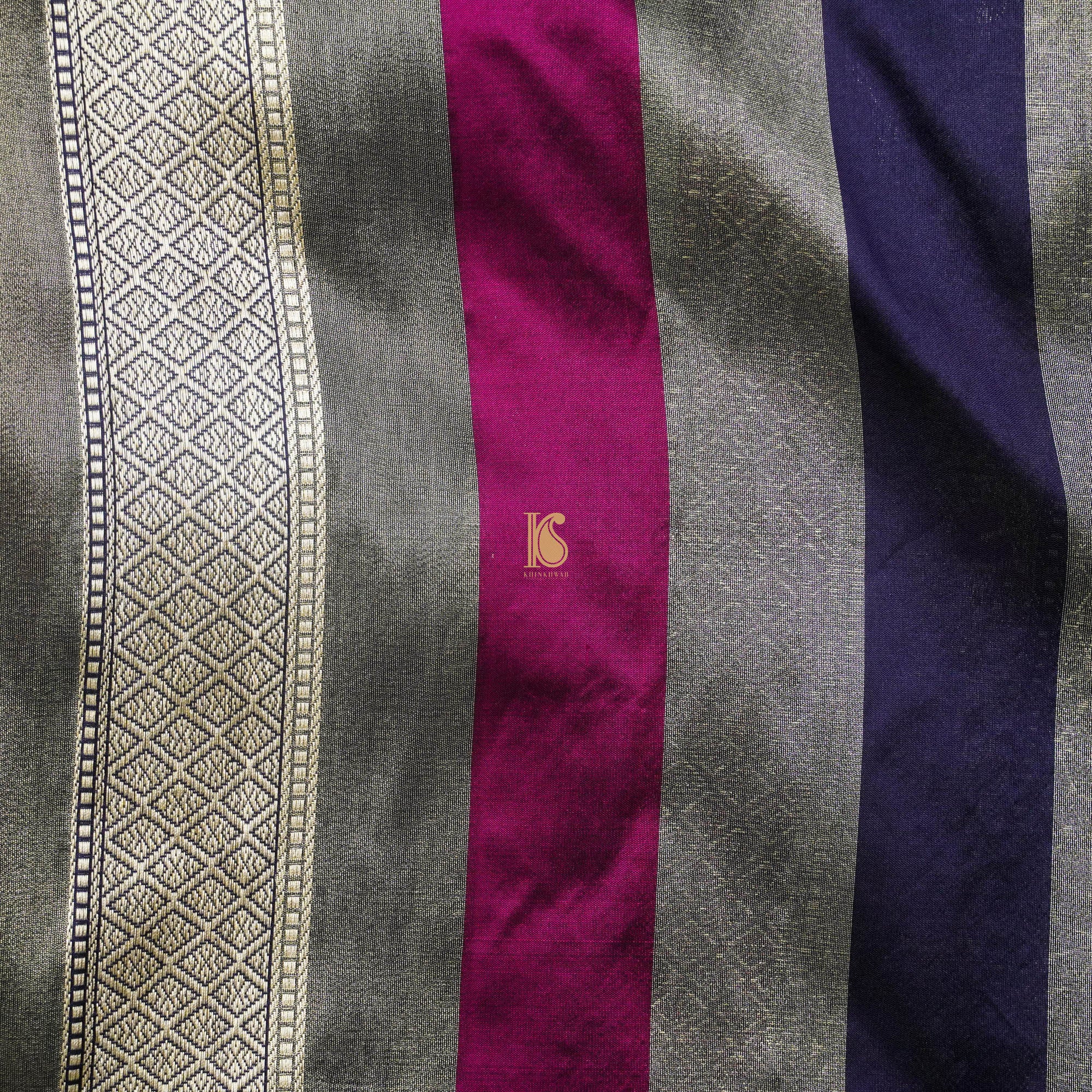 Pure Katan Silk Banarasi Kadwa Rangkat Handloom Check Saree - Khinkhwab