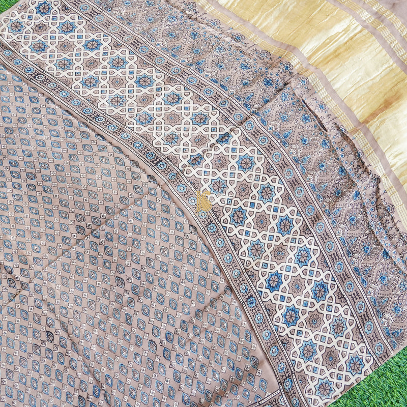 Hand Block Ajrakh Modal Silk Dupatta - Khinkhwab