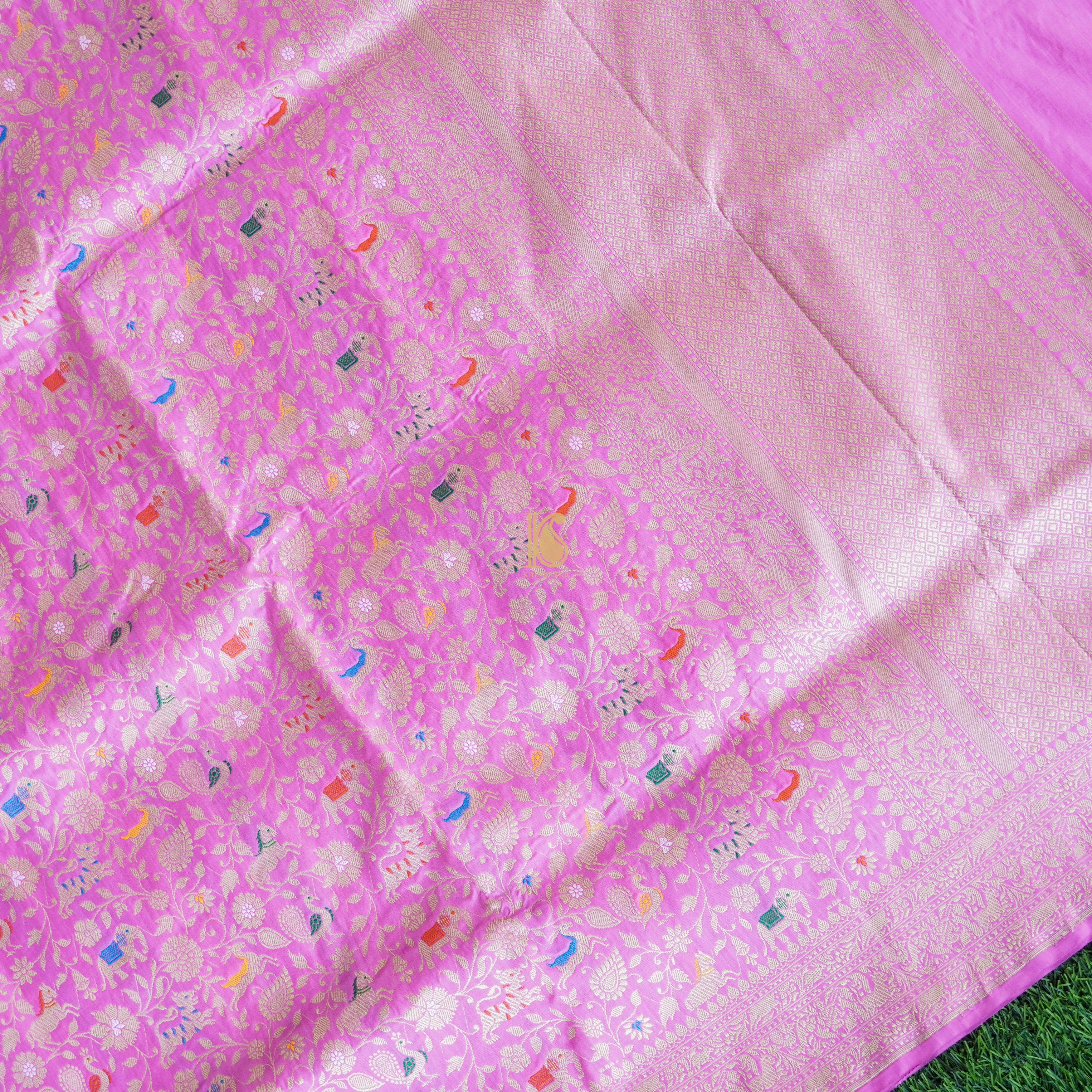 Handloom Pure Katan Silk Banarasi Shikargah Dupatta - Colors - Khinkhwab