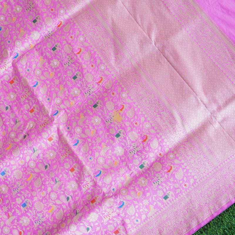 Handloom Pure Katan Silk Banarasi Shikargah Saree - Colors - Khinkhwab