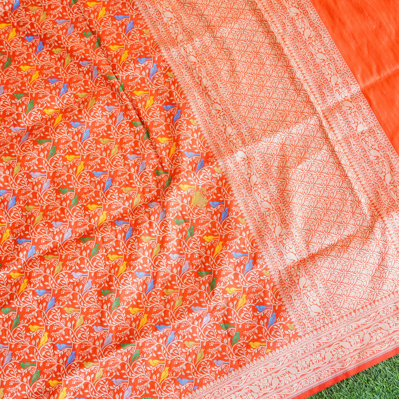 Handloom Pure Katan Silk Banarasi Meenakari Chidiya Dupatta - Colors - Khinkhwab