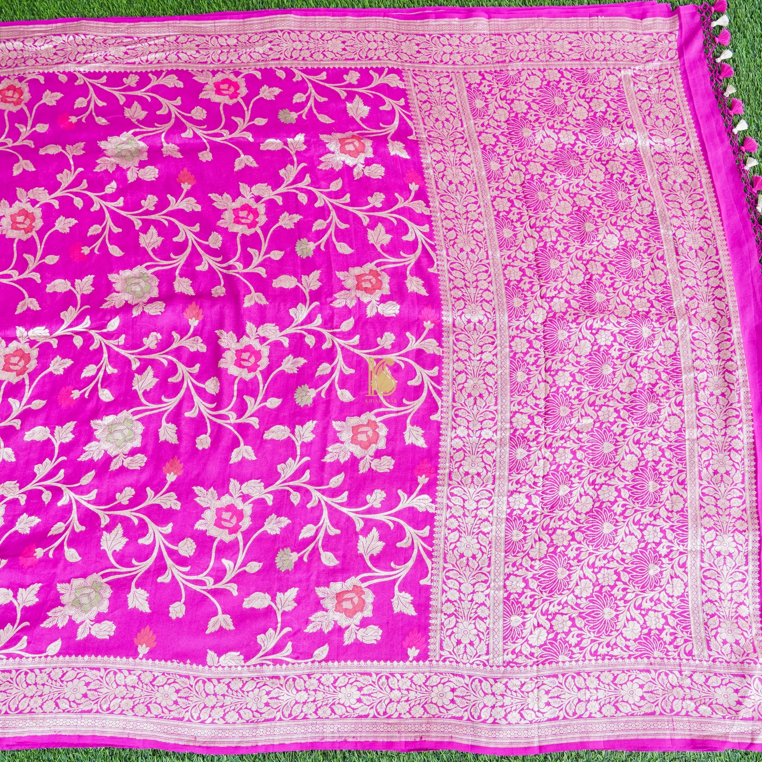 Handloom Banarasi Tussar Silk Purple Meenakari Saree - Khinkhwab