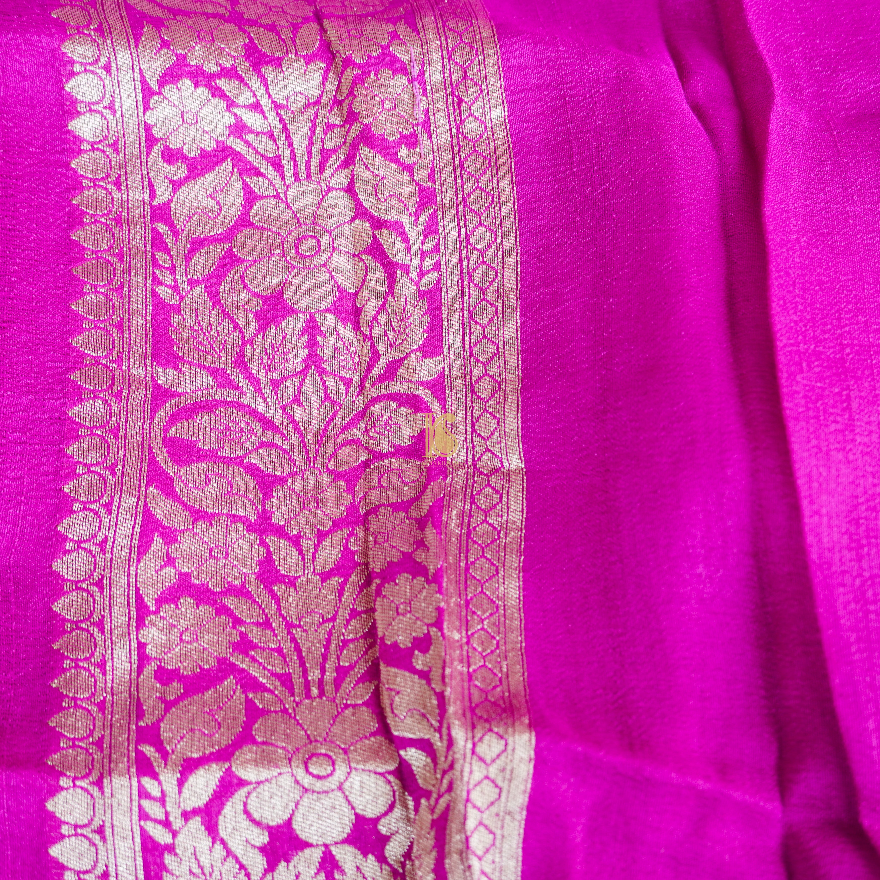 Handloom Banarasi Tussar Silk Purple Meenakari Saree - Khinkhwab