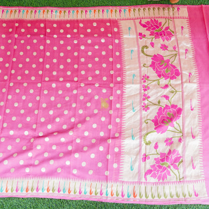 Hot Pink Handloom Pure Georgette Banarasi Suit Fabric - Khinkhwab