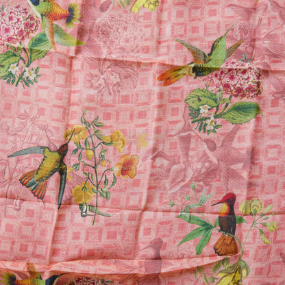 Cerise Pink Pure Tussar Silk Print Kalidar Lehenga Set - Khinkhwab