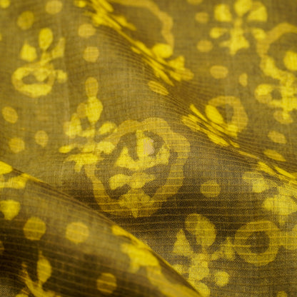 Barberry Yellow Pure Cotton Suti Dabu Print Saree - Khinkhwab