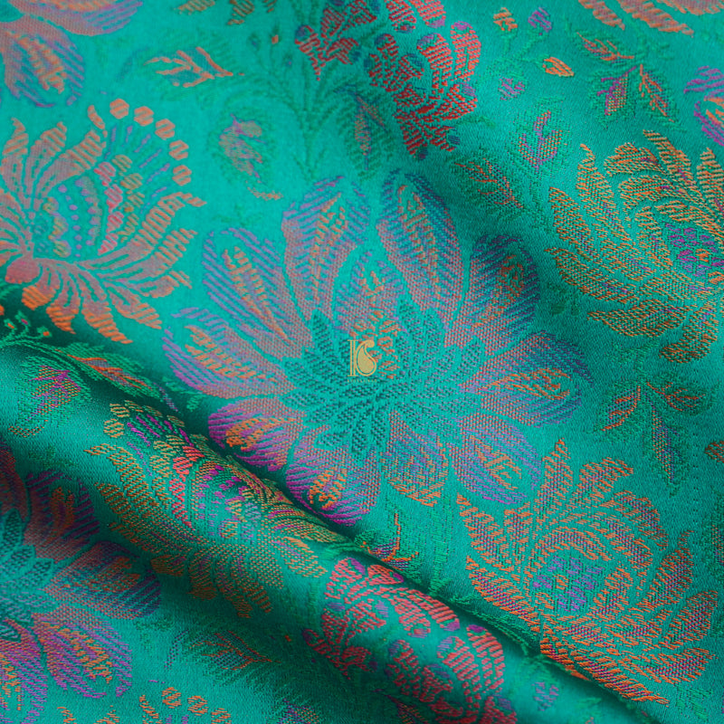 Persian Green Pure Banarasi Silk Handwoven Tanchui Kurta Fabric - Khinkhwab