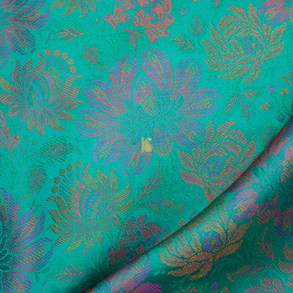 Persian Green Pure Banarasi Silk Handwoven Tanchui Kurta Fabric - Khinkhwab