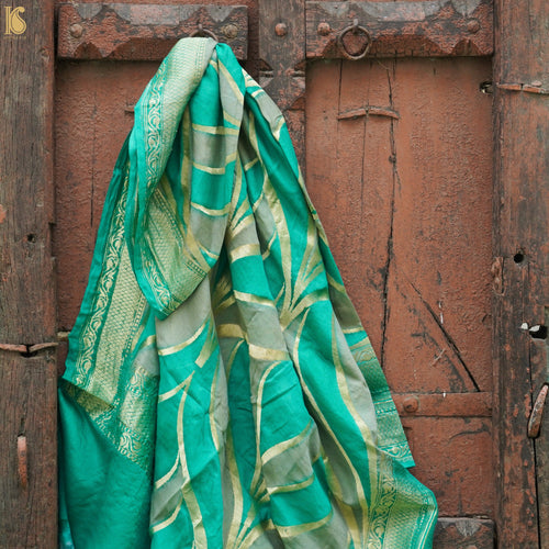 Aquamarine & Mantle Georgette Handloom Banarasi Dupatta - Khinkhwab