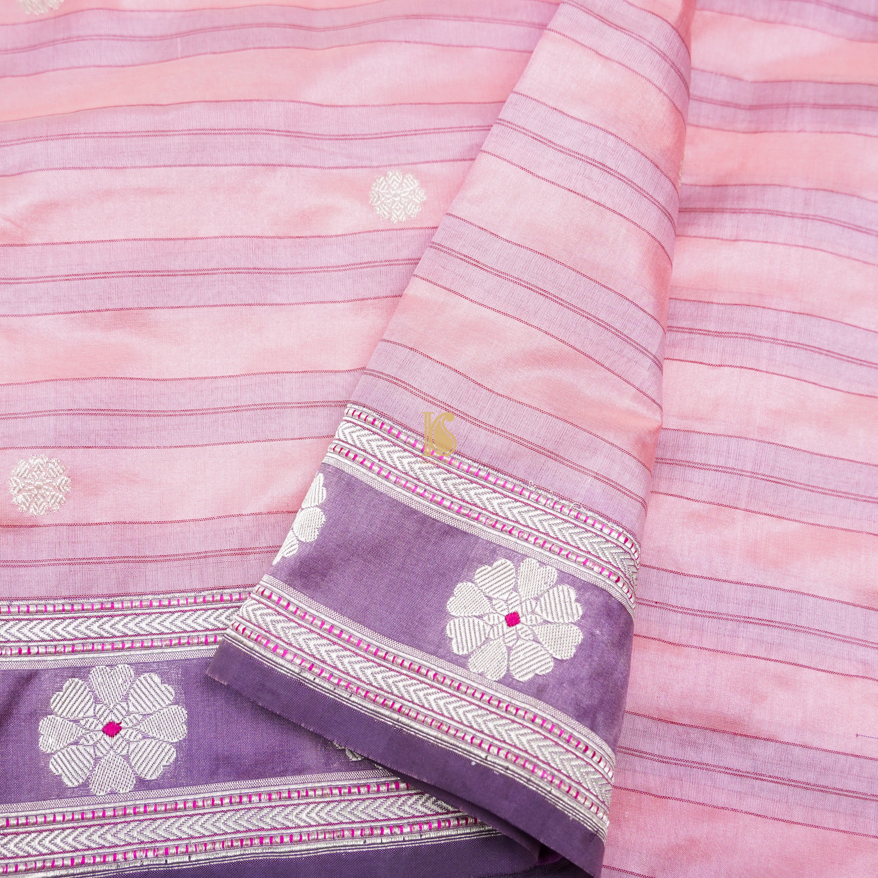 Handwoven Classic Rose Pink Pure Mashru Silk Banarasi Saree - Khinkhwab