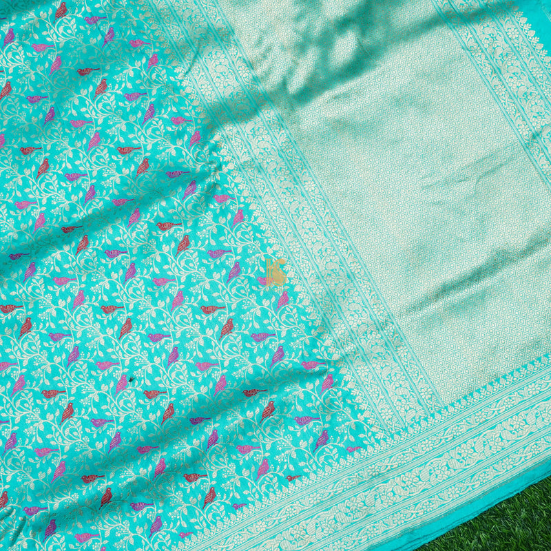 Handloom Pure Katan Silk Banarasi Meenakari Chidiya Dupatta - Colors - Khinkhwab