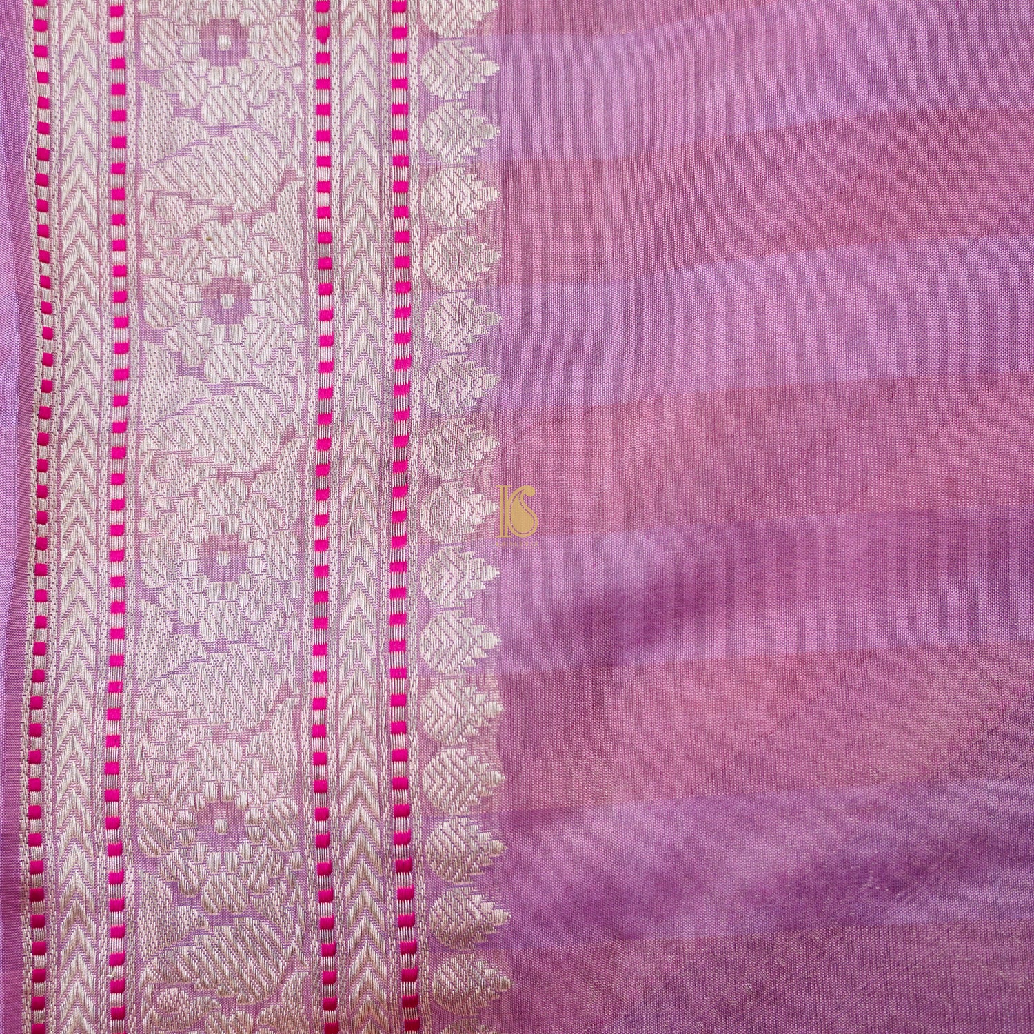 Handwoven Pink Pure Mashru Kora Silk Banarasi Saree - Khinkhwab
