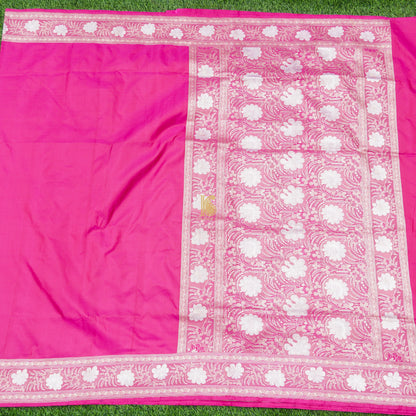 Wild Strawberry Katan Silk Handloom Banarasi Kadwa Border Saree - Khinkhwab