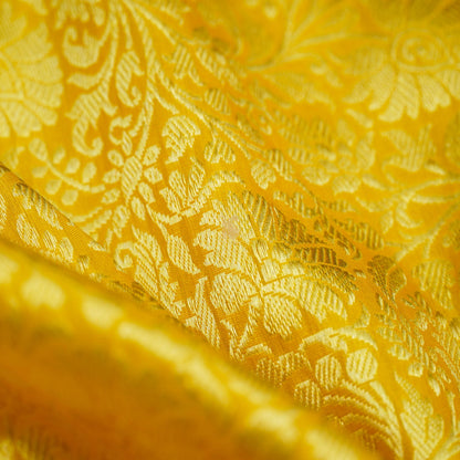 Handloom Pure Katan Silk Yellow Tanchoi Banarasi Saree - Khinkhwab