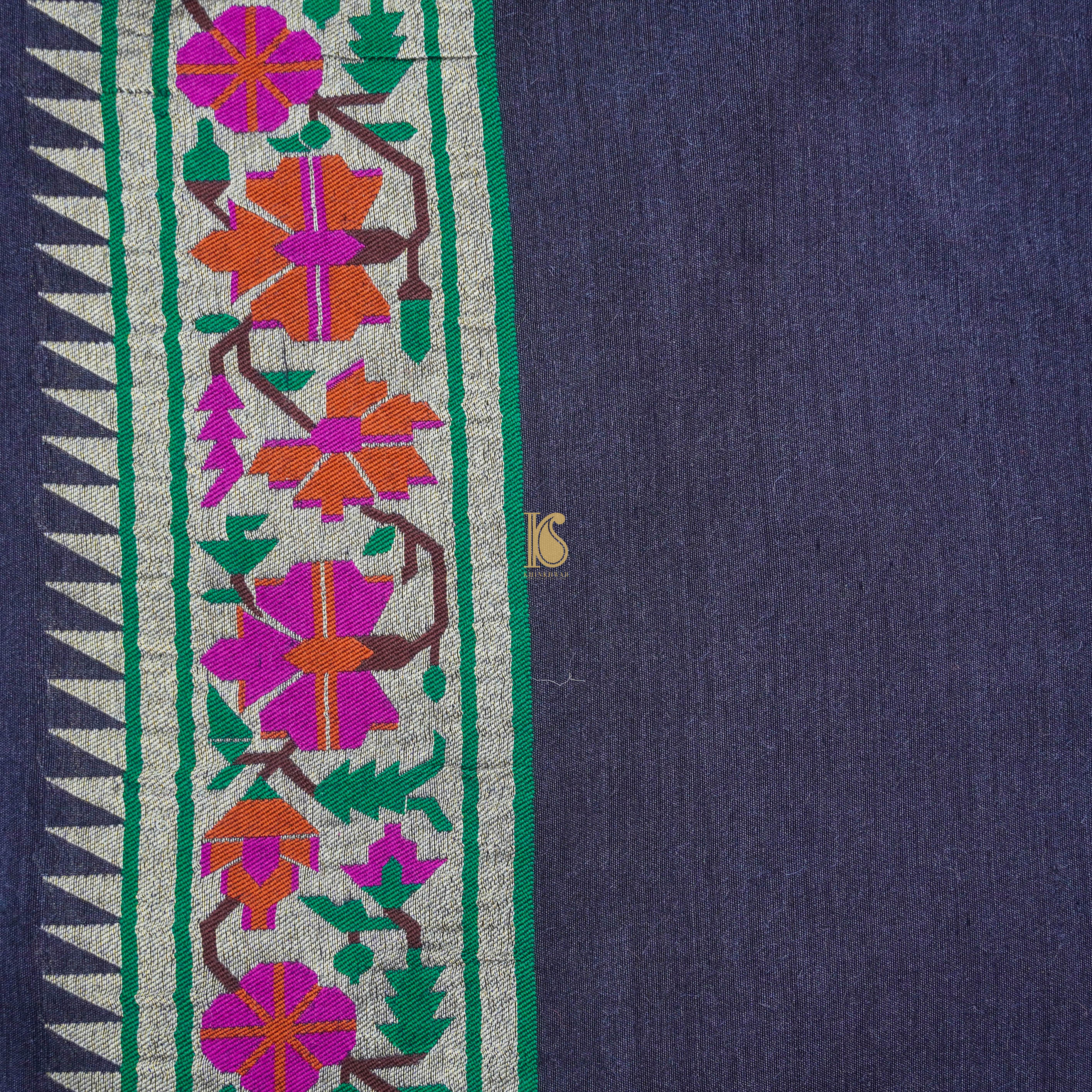 Black Pure Moonga Silk Handloom Banarasi Saree - Khinkhwab