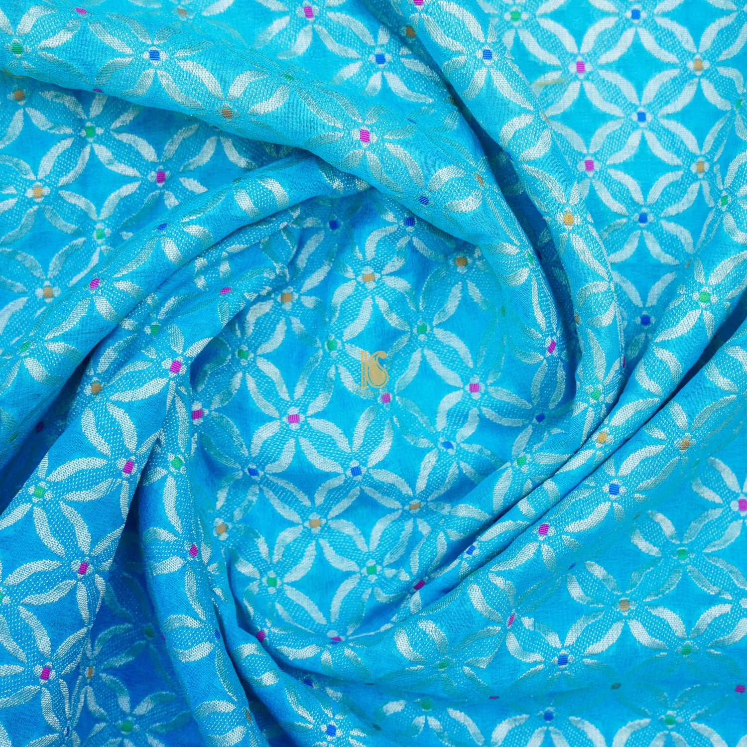 Blue Pure Georgette Handwoven Banarasi Suit - Khinkhwab