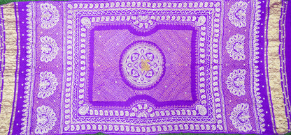 Purple Gajji Silk Handloom Bandhani Gotta Patti Dupatta - Khinkhwab