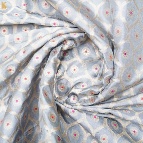 Link Waters Pure Katan Silk Banarasi Honey Comb Fabric - Khinkhwab