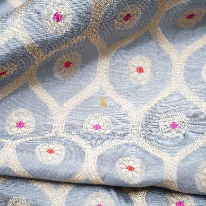Link Waters Pure Katan Silk Banarasi Honey Comb Fabric - Khinkhwab