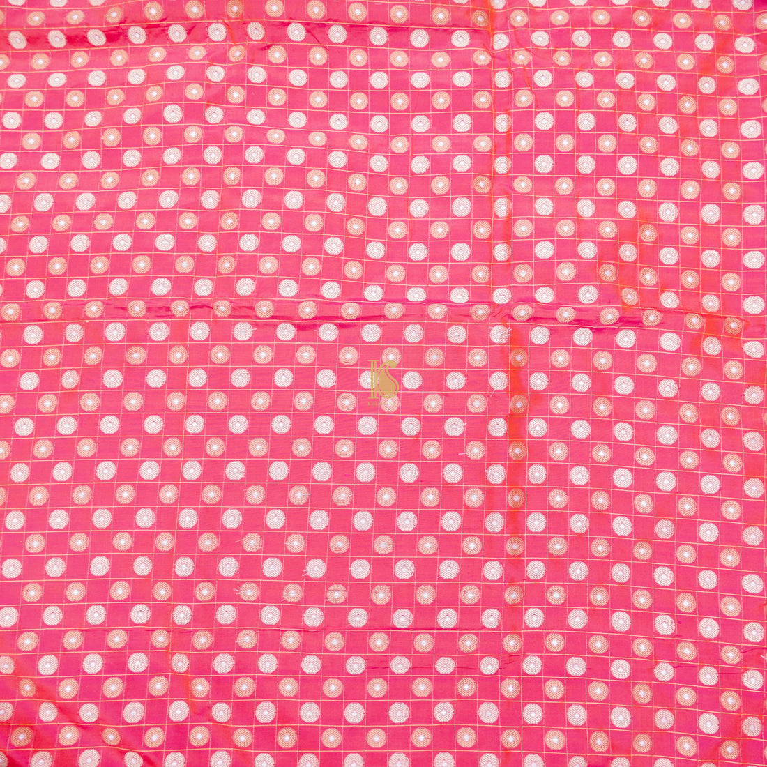 French Rose Pure Katan Silk Banarasi Fabric - Khinkhwab