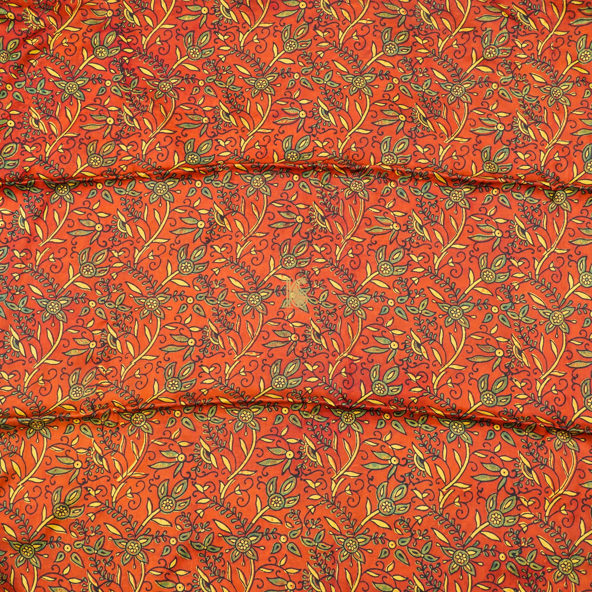 Grenadier Hand Block Ajrakh Modal Silk Fabric - Khinkhwab