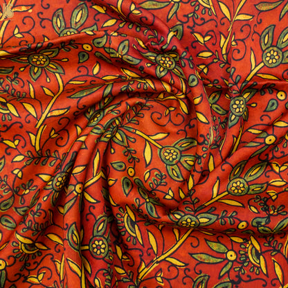 Grenadier Hand Block Ajrakh Modal Silk Fabric - Khinkhwab