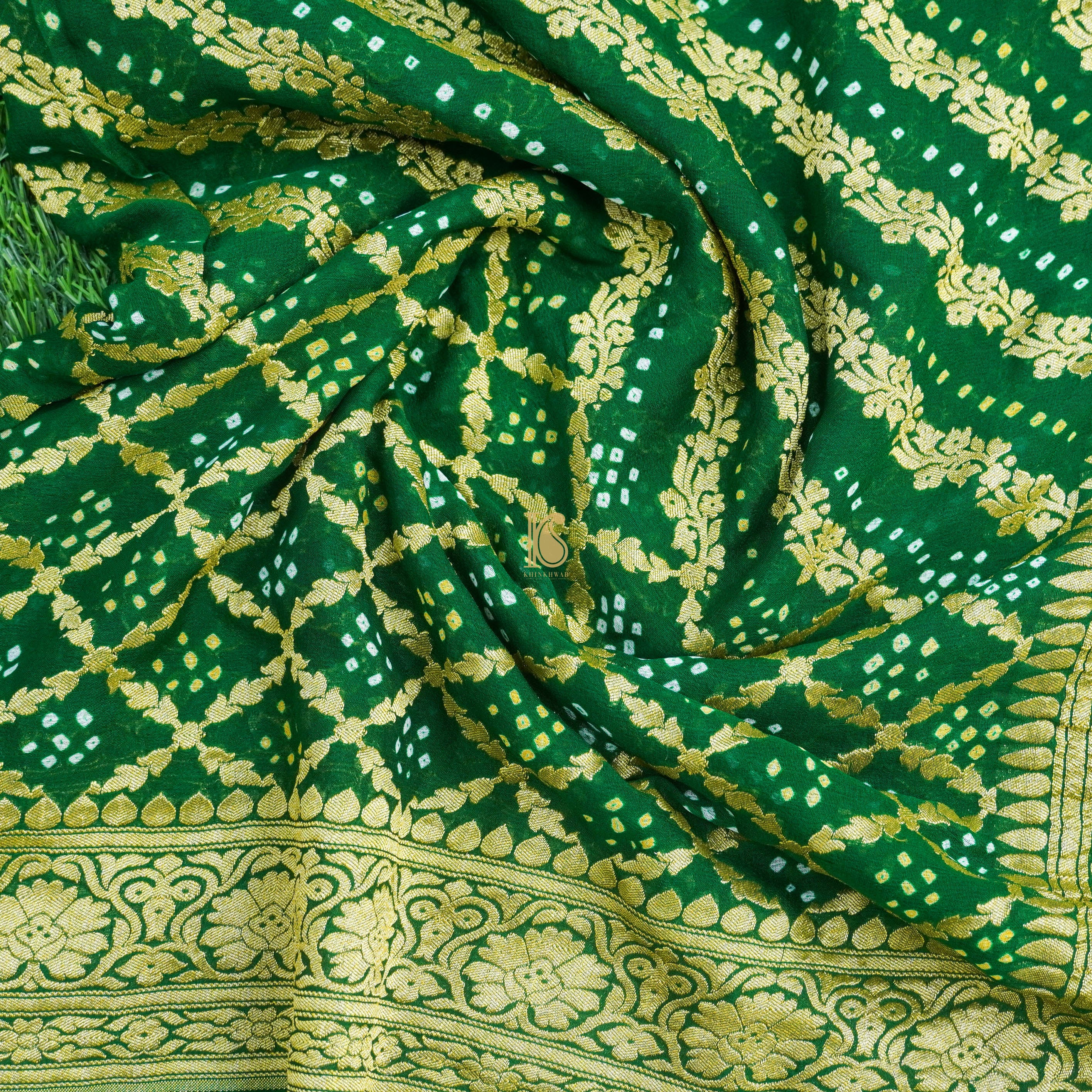 Banarasi Georgette Bandhani Saree Khinkhwab