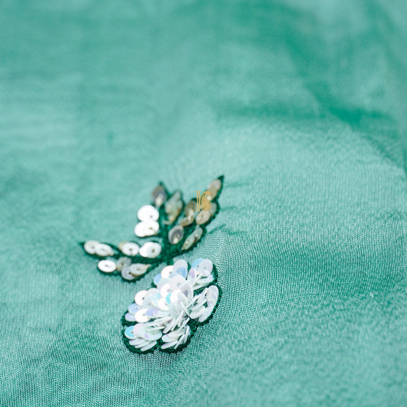Neptune Green Pure Tissue Silk Pearl & Sequin Embroidery Saree - Khinkhwab