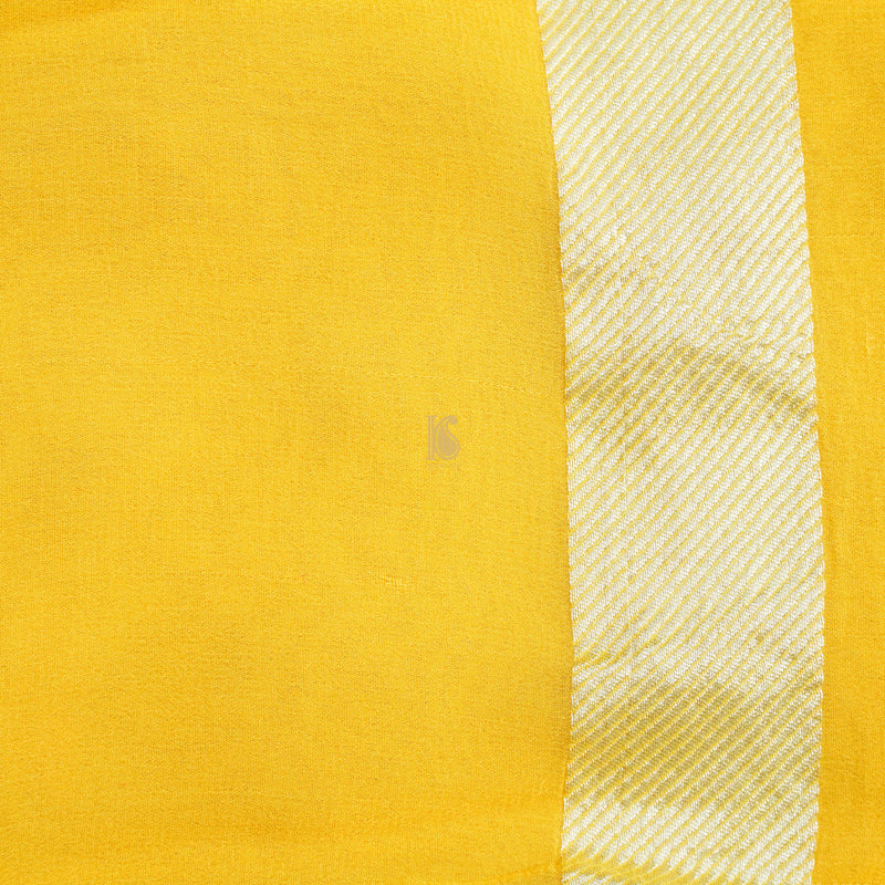 Yellow Pure Georgette Handloom Stripes Banarasi Saree - Preoder - Khinkhwab