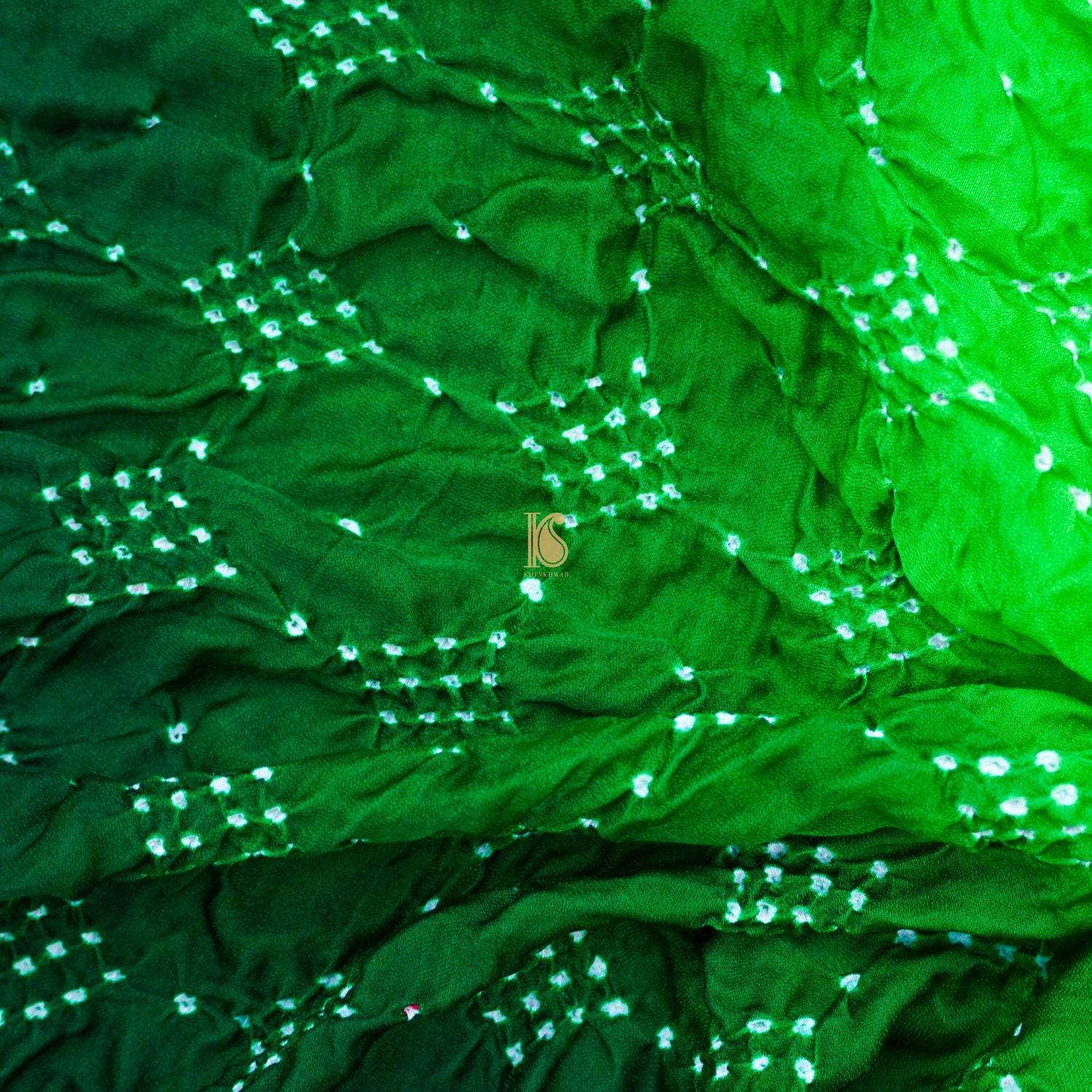 Green Pure Gajji Silk Handwoven Bandhani Blouse Fabric - Khinkhwab