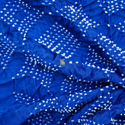 Blue Pure Gajji Silk Handwoven Bandhani Blouse Fabric - Khinkhwab