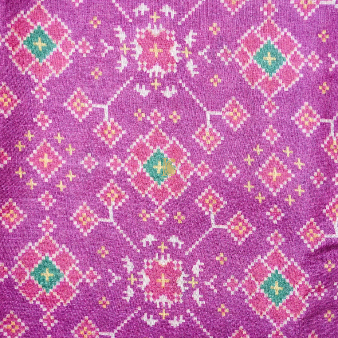 Purple Pure Tussar Georgette Silk Print Fabric - Khinkhwab