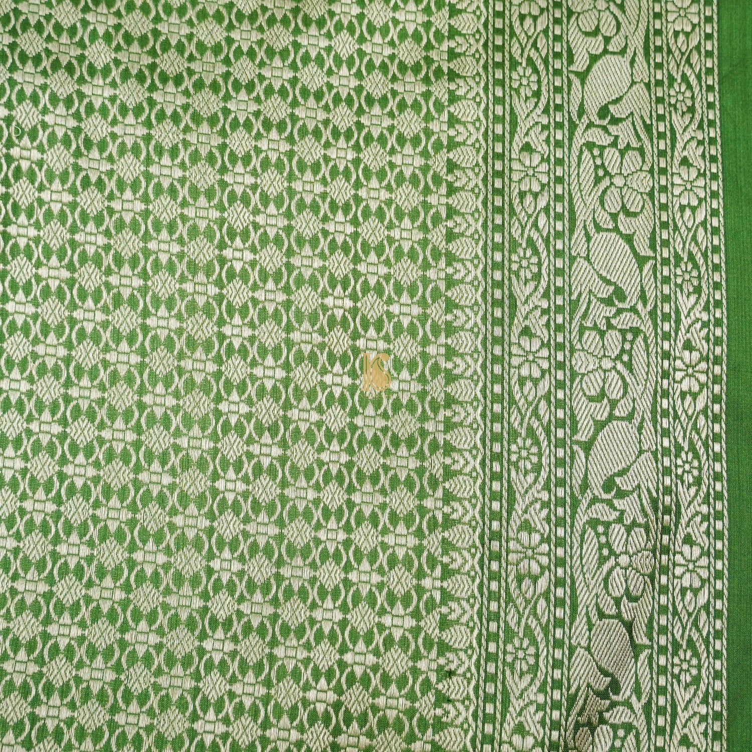 Handloom Katan Silk Oyster Green Banarasi Shikargah Saree - Khinkhwab