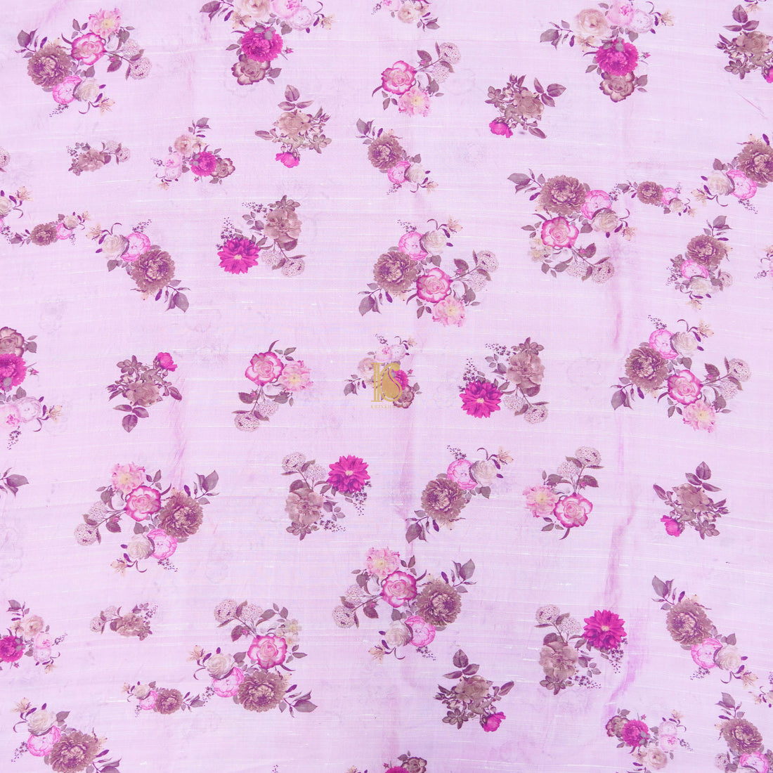 Pink Pure Raw Silk Print Fabric - Khinkhwab