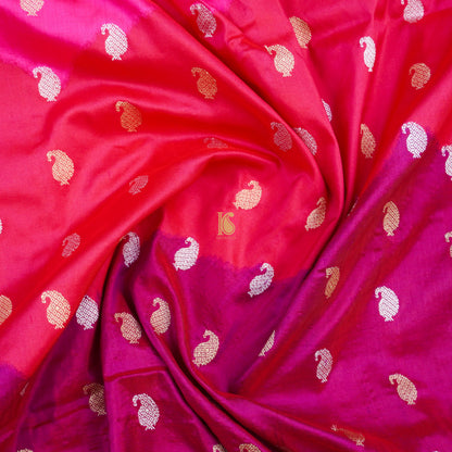 Pink Handwoven Pure Katan Silk Kadwa Banarasi Rangkat Saree - Khinkhwab
