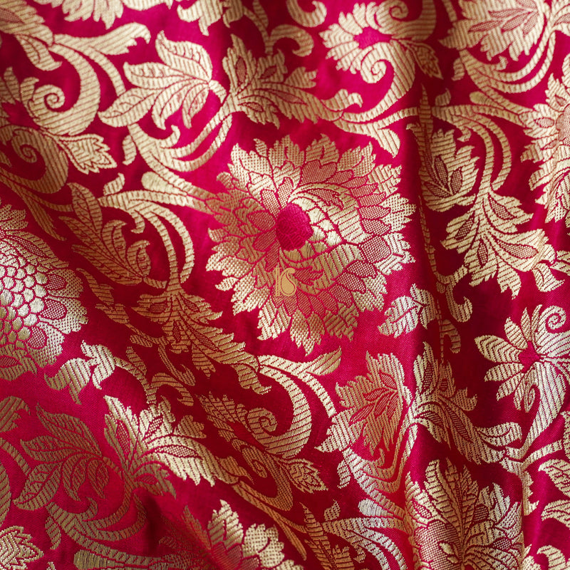 Pink Banarasi Semi Silk Brocade Fabric - Khinkhwab