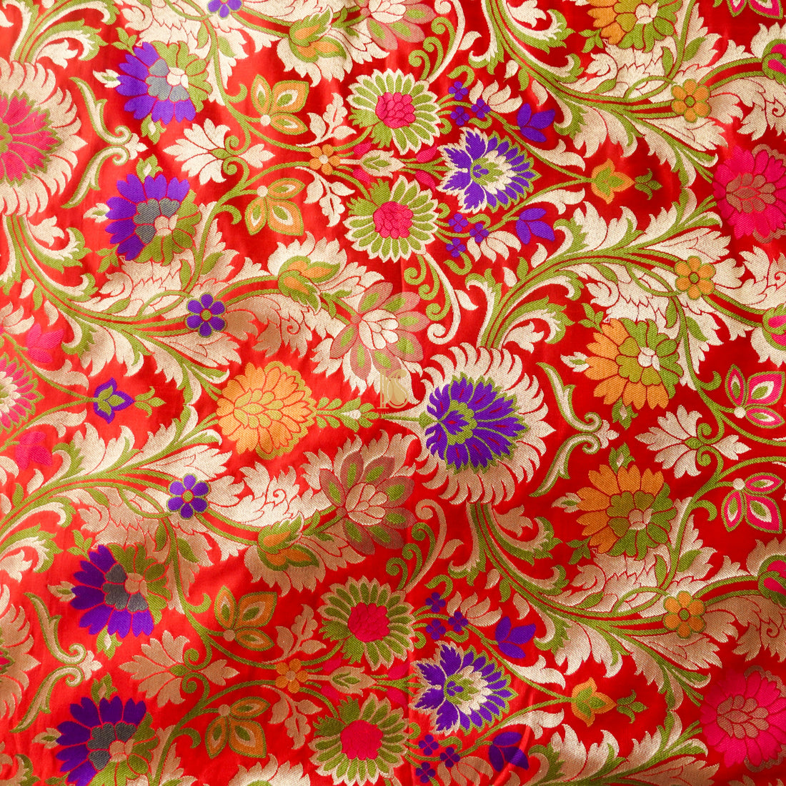 Red Kinkhab / Kimkhab Brocade Banarasi Fabric - Khinkhwab