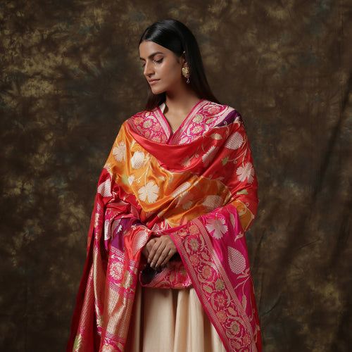 Pure Katan Silk Handloom Banarasi Rangkat Dupatta - Khinkhwab