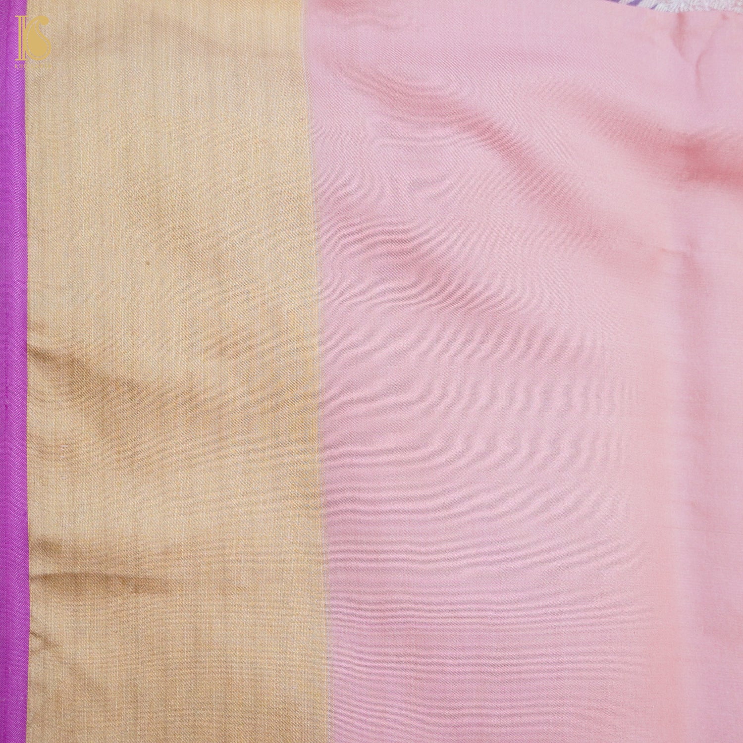 Oyster Pink Handwoven Pure Mashru Silk Tanchoi Kadwa Banarasi Saree - Khinkhwab