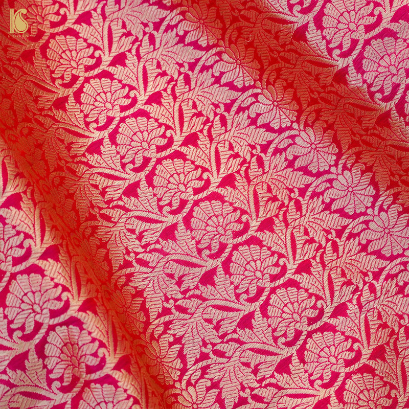 Razzmatazz PInk Pure Katan Silk Handloom Banarasi Kalidar Lehenga - Khinkhwab