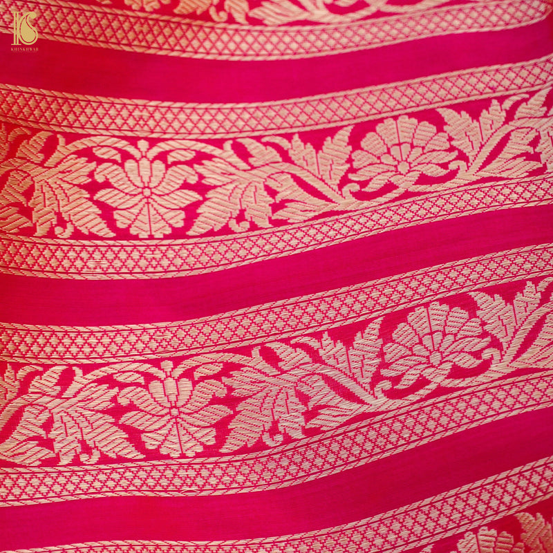 Razzmatazz PInk Pure Katan Silk Handloom Banarasi Kalidar Lehenga - Khinkhwab