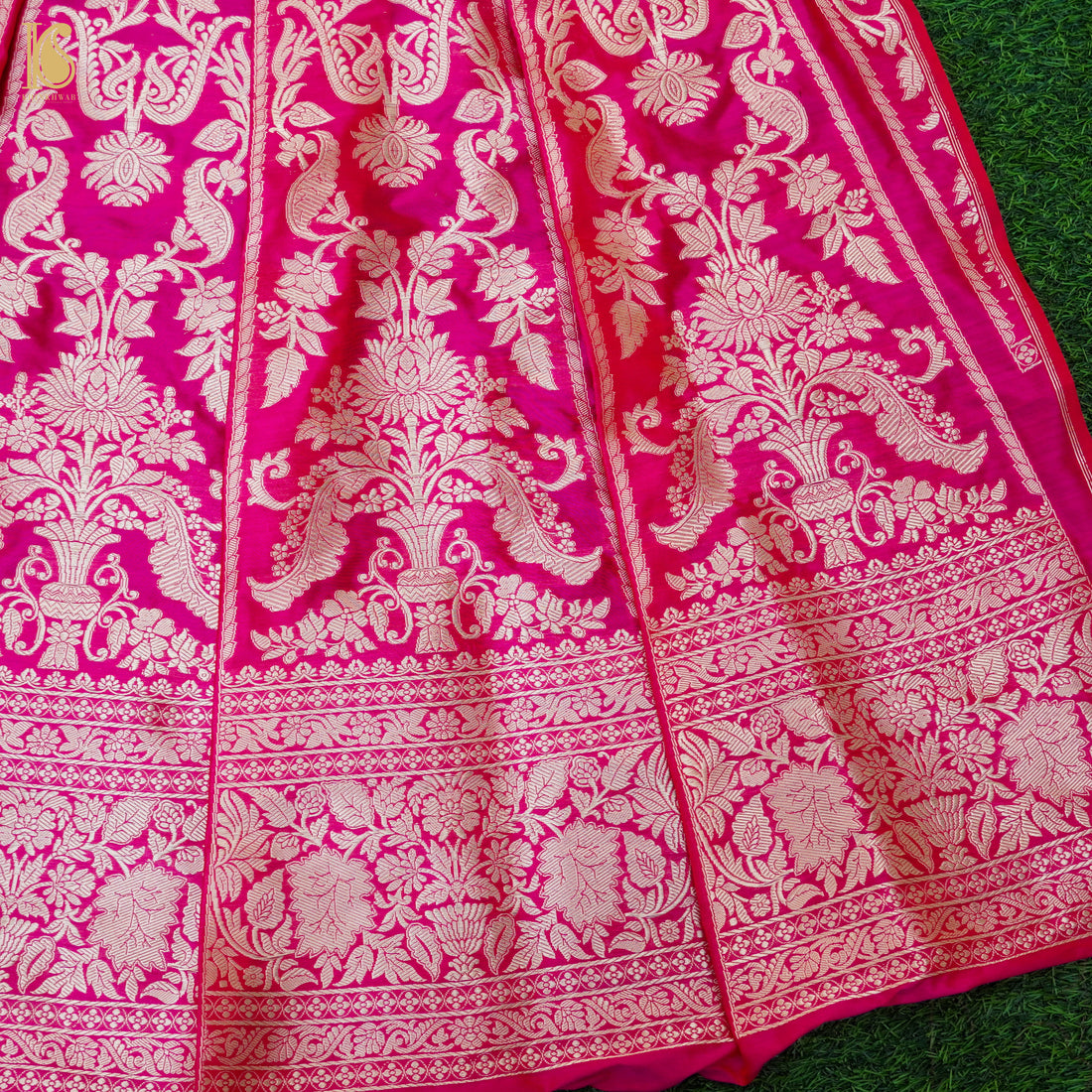 Razzmatazz PInk Pure Katan Silk Handloom Banarasi Kalidar Lehenga - Khinkhwab