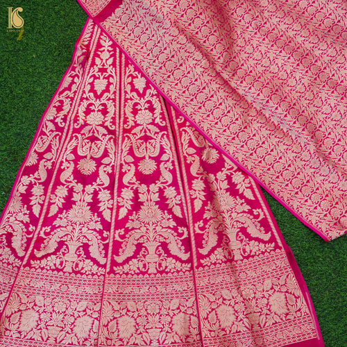 Jazzberry Jam Pure Katan Silk Handloom Banarasi Kalidar Lehenga - Khinkhwab