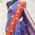 Blue & Red Pure Linen Handloom Banarasi Kadwa Saree - Khinkhwab