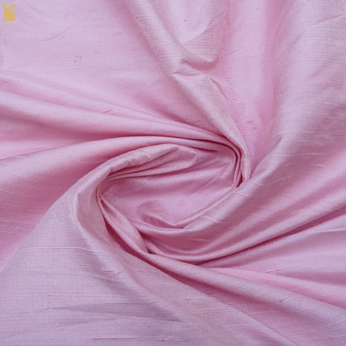 Baby Pink Pure Raw Silk Fabric - Khinkhwab