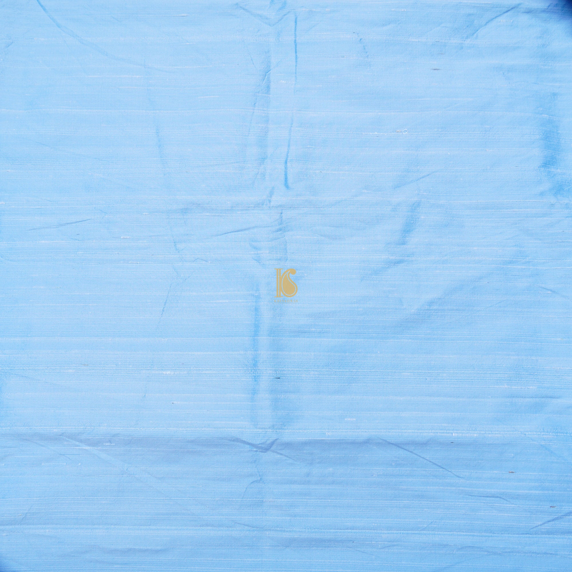 Blue Pure Raw Silk Fabric - Khinkhwab