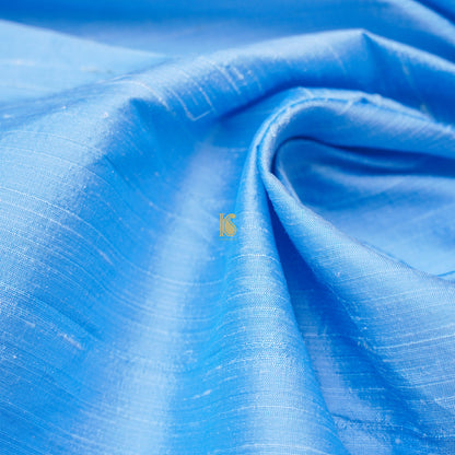 Blue Pure Raw Silk Fabric - Khinkhwab