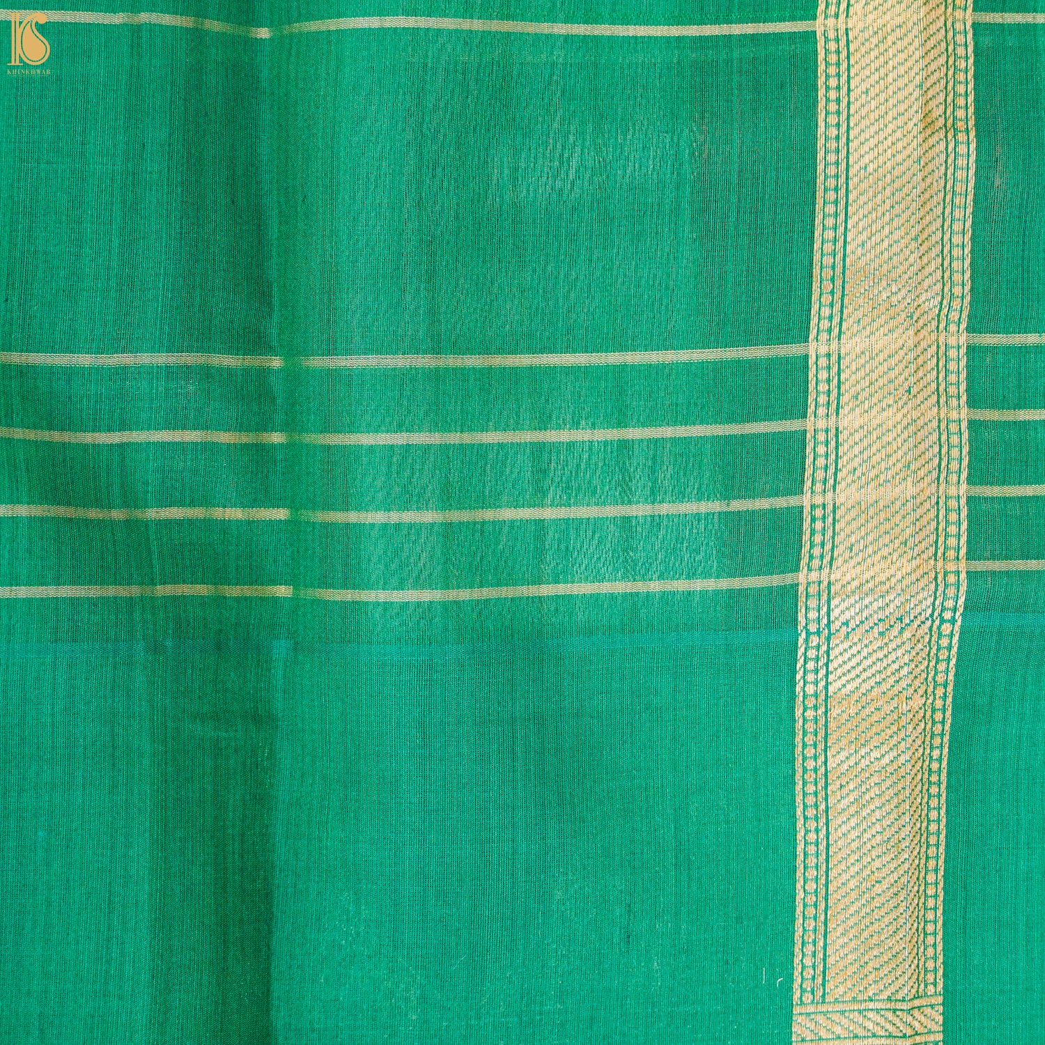 Sea Green Pure Linen Handloom Banarasi Saree - Khinkhwab