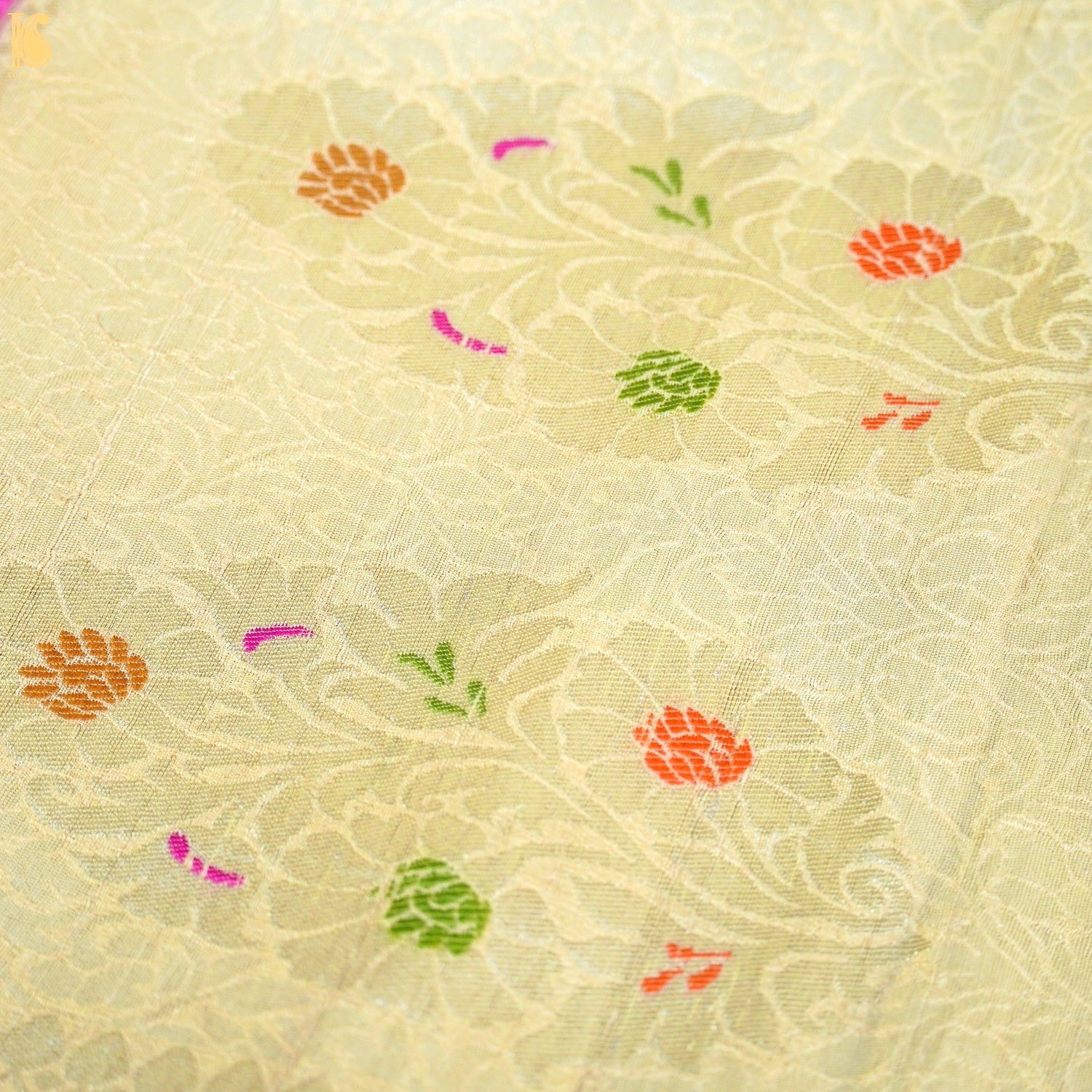 Parchment Yellow Pure Tussar Silk Handloom Banarasi Meenakari Shikargah Saree - Khinkhwab