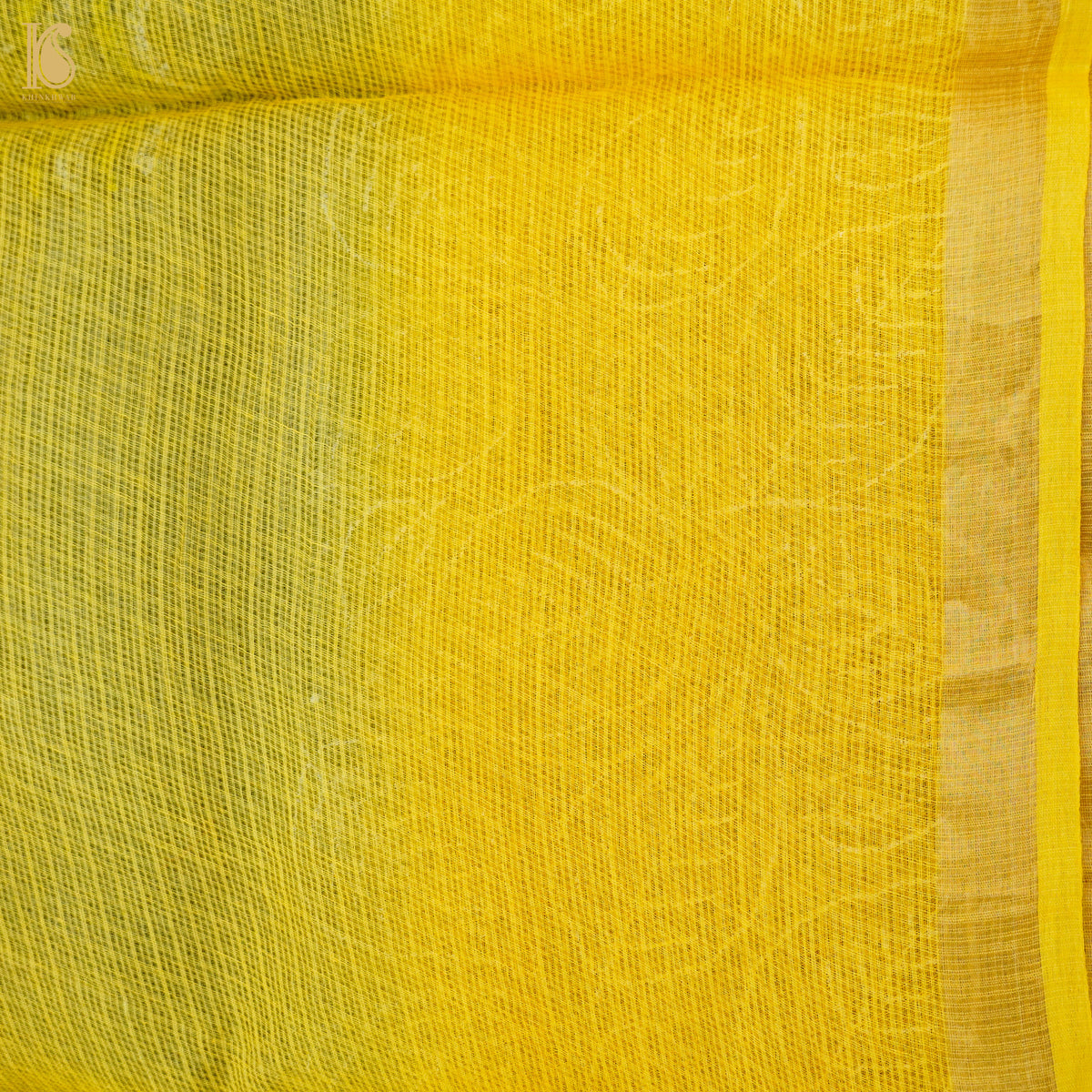 Grey &amp; Yellow Handloom Kota Cotton Print Saree - Khinkhwab
